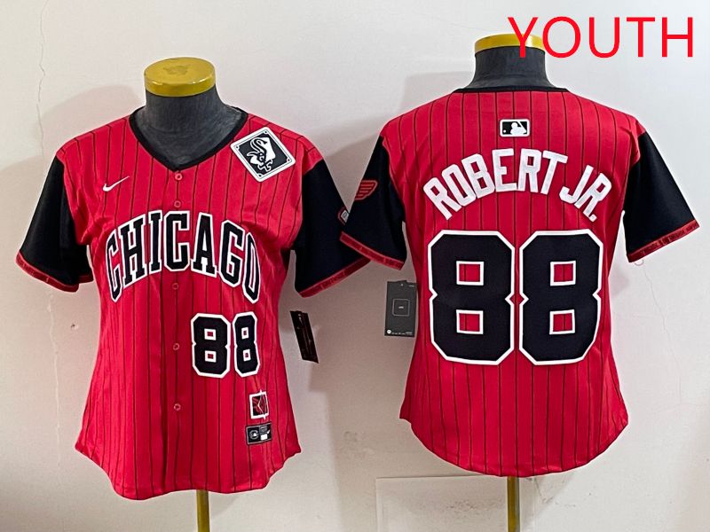 Youth 2025 Chicago White Sox #88 Robert jr Red Joint Name Nike MLB Jersey style 7
